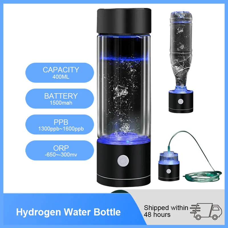 YenvK 400ML Portable SPE/PEM Hydrogen Water Bottle With Gas Vent USB